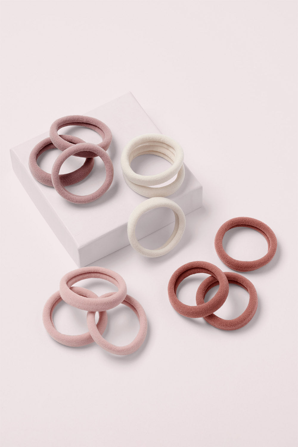 Ballerina Band Soft Rolled Hair Ties on a pink box