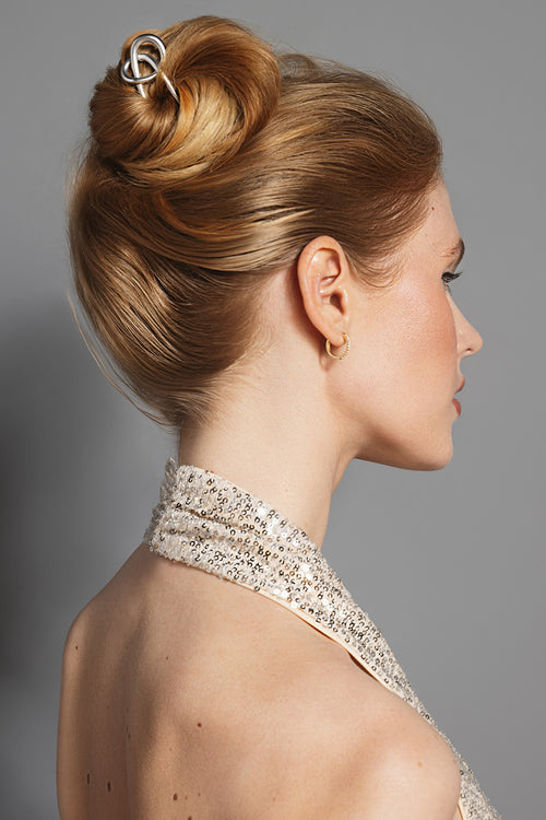 The Hair Edit Knotted Chignon Pin in models hair