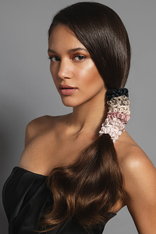 The Hair Edit Ruched Ribbons in models hair