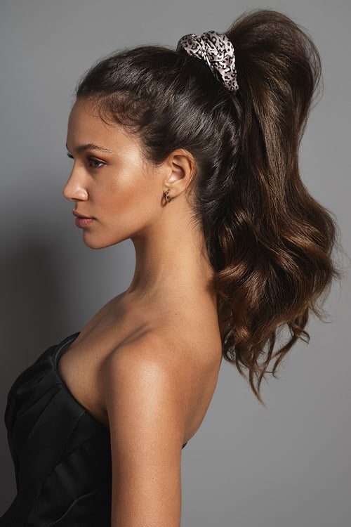 The Hair Edit Grand Ribbon Scrunchie Trio in models hair