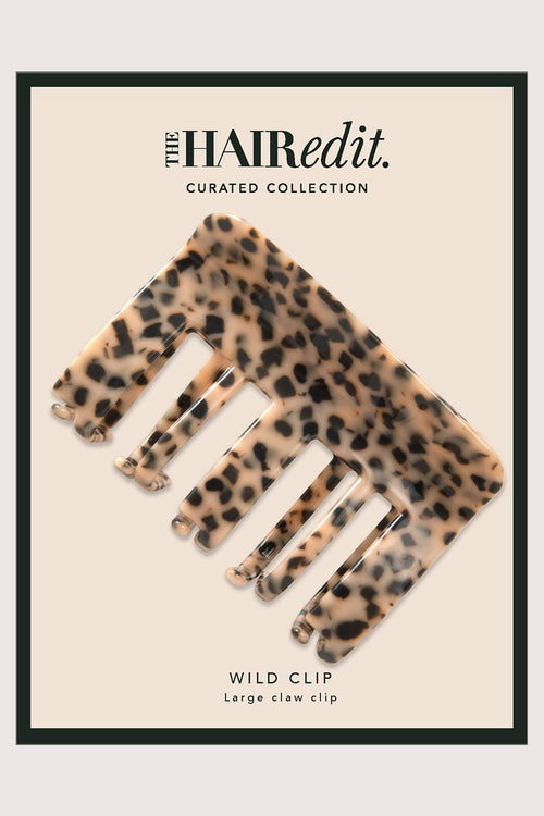 the hair edit wild cheetah claw clip in packaging