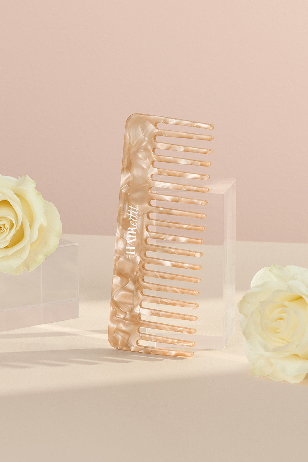 the hair edit untangle and glide beige comb with yellow flowers