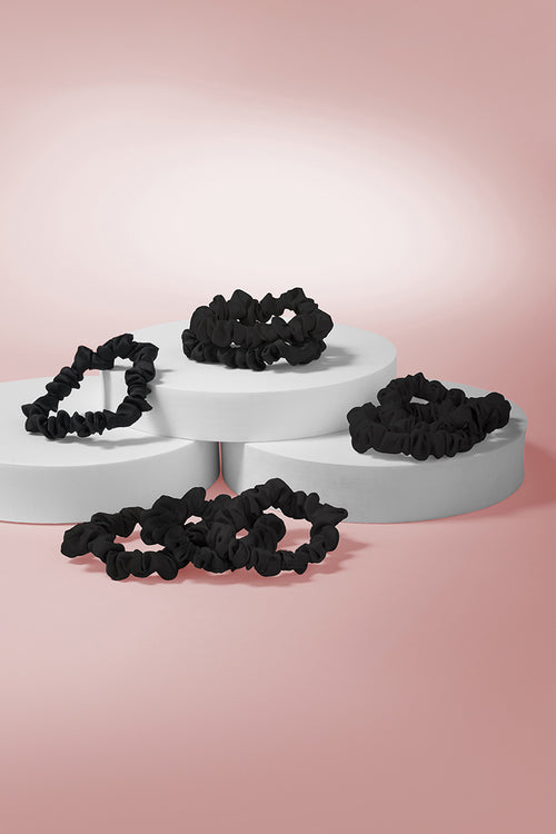 The Hair Edit Black Ruched Ribbon Scrunchies lifestyle image