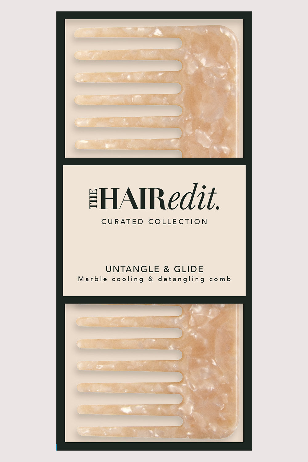 the hair edit untangle and glide beige comb packaging