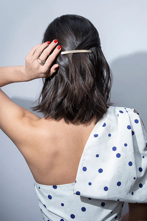 Brushed Baguette Metal Barrette - Gold