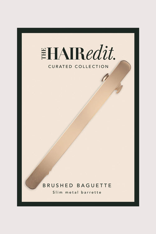 Brushed Baguette Metal Barrette - Gold