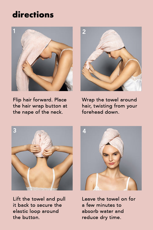 Step-by-step guide on how to use a hair wrap with images and text instructions.