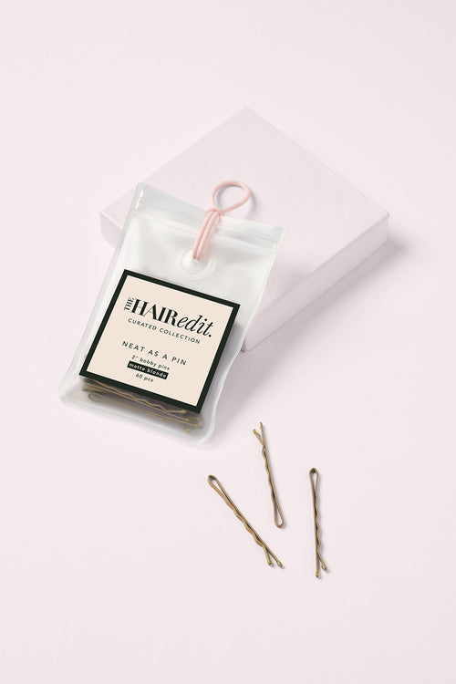 neat as a pin bobby pins matte blonde on white box