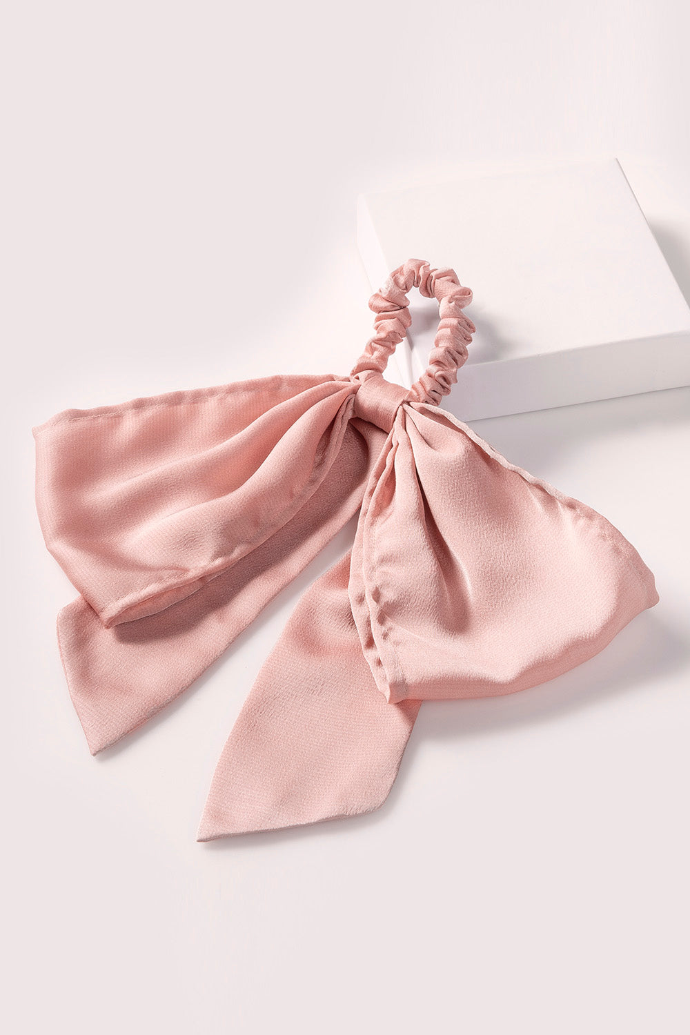 Shell Pink Silk Hair Ribbon Pony Scarf Tie 