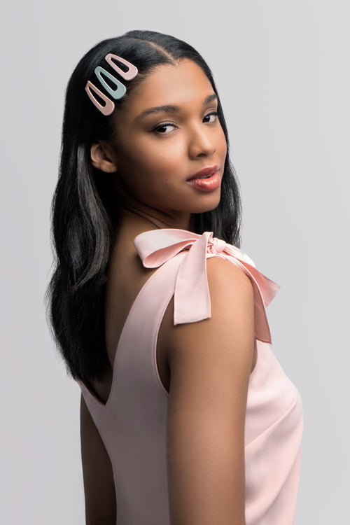 Snap Triangles Matte Hair Clips Set - Pastel