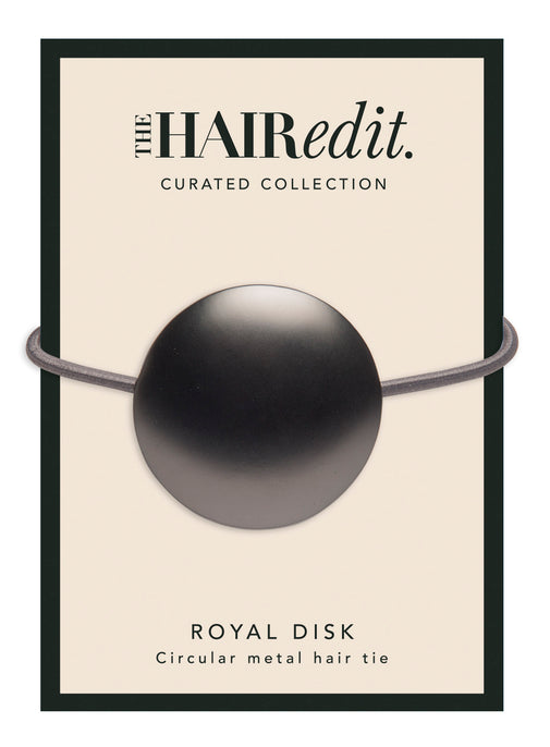 The Hair Edit royal disk gunmetal ponytail hair accessory packaging front