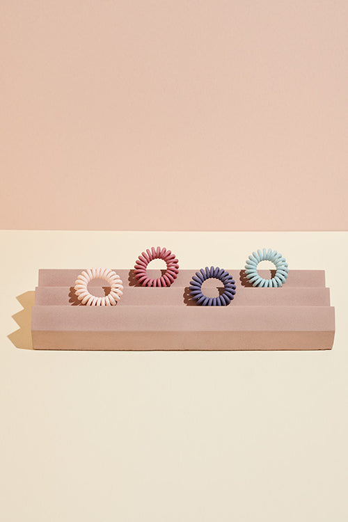 The Hair Edit pastel colored spiral soft touch loop hair tie accessories 4 piece set