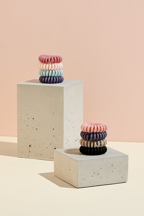 The Hair Edit spiral soft touch loop hair tie accessories display