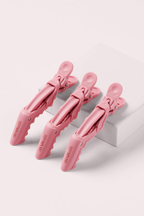 the hair edit pink gator clips on pink box