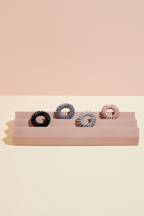 Soft Touch Loop Spiral Hair Ties Set - Slate & Rose