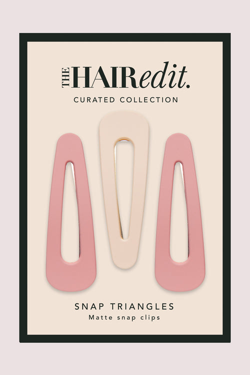 Snap Triangles Matte Hair Clips Set - Blush & Cream