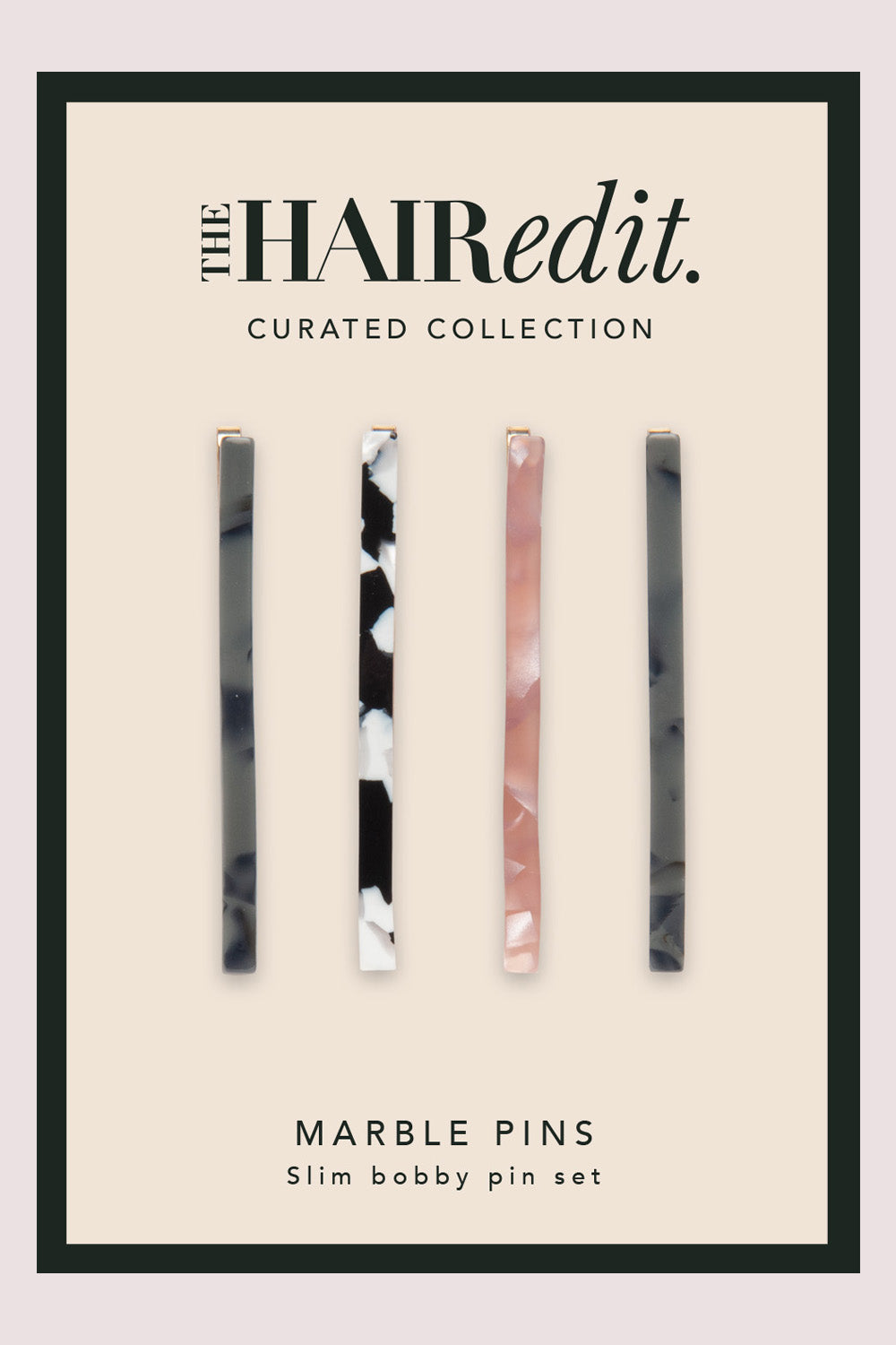 Marble Slim Bobby Pins Set - Jade