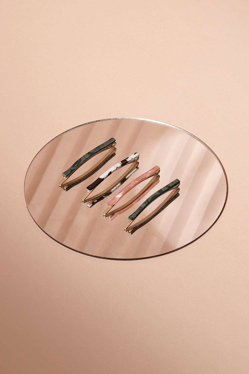Marble Slim Bobby Pins Set - Jade