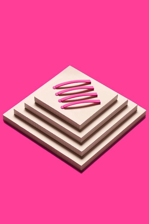 Modern Curved Bobby Pins Set - Fuchsia