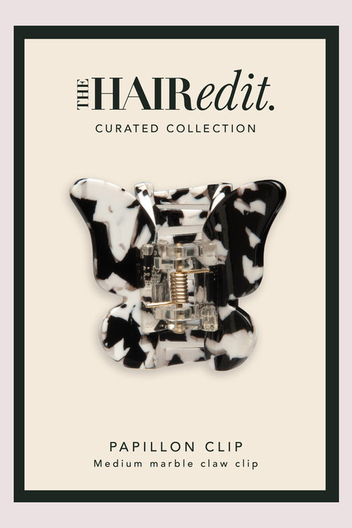 Papillon Butterfly Claw Clip - Black Marble