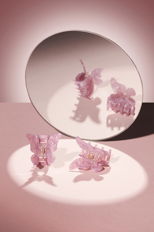 Papillon Butterfly Claw Clip - Blush Marble