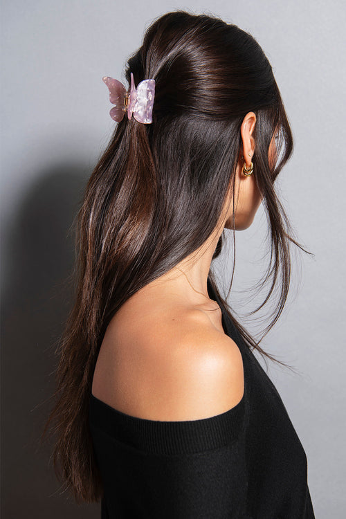 Papillon Butterfly Claw Clip - Blush Marble