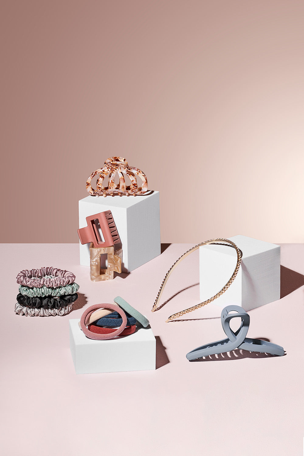 Ruched Ribbon Skinny Satin Scrunchies Set - Sage & Mauve