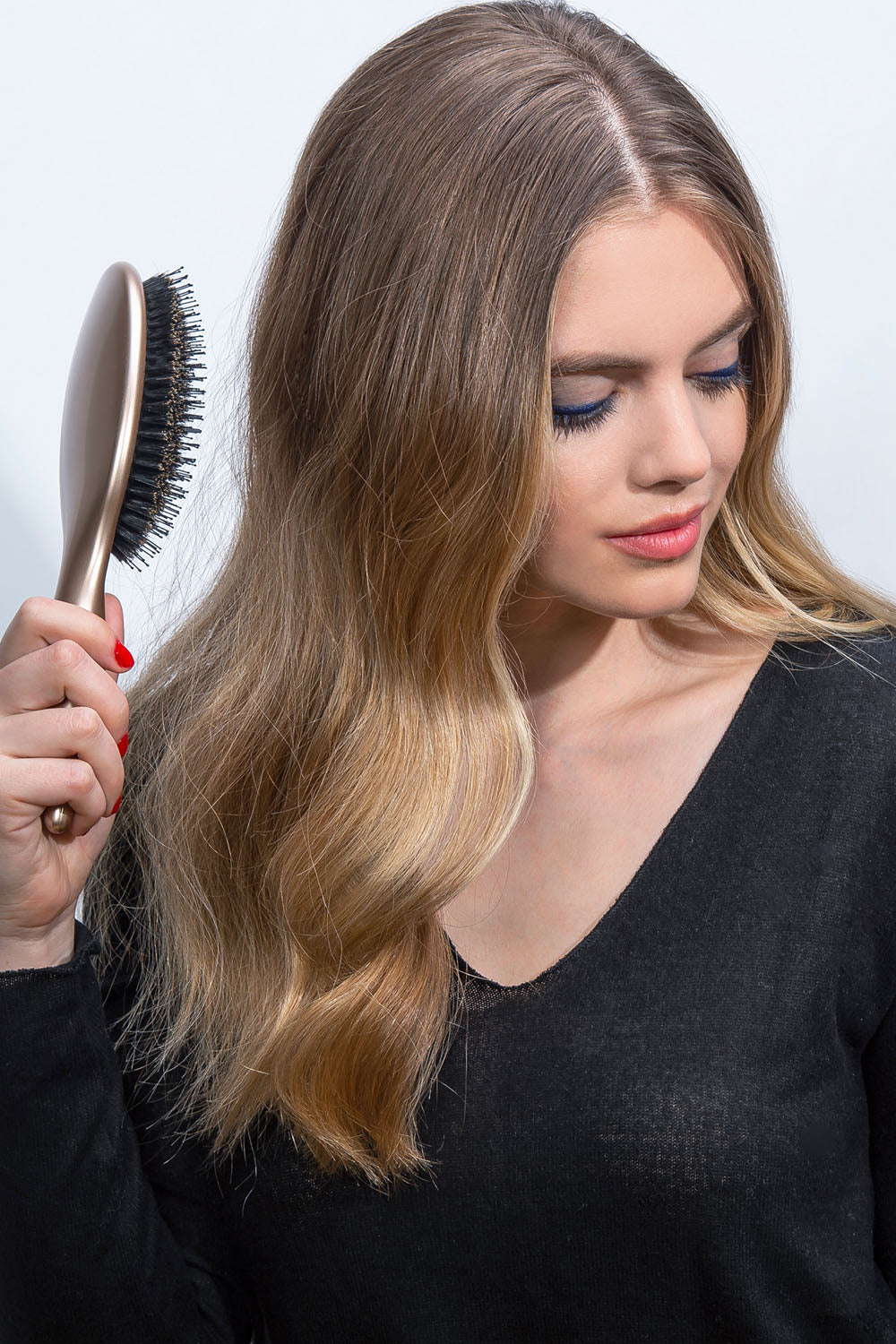 Wooden Miss Boar Bristle Brush for Fine Hair Round Brushes Women