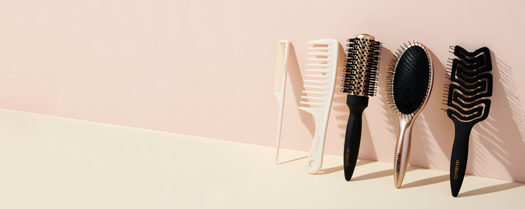 The Hair Edit Brushes, Combs & Hair Tools in Black, Gold & White Colors