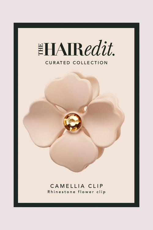 Camellia Rhinestone Flower Claw Clip packaging