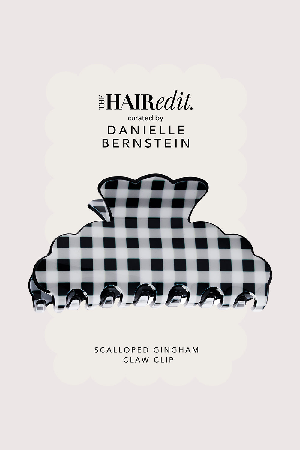The Hair Edit curated by Danielle Bernstein Scalloped Gingham Claw Clip front of packaging9