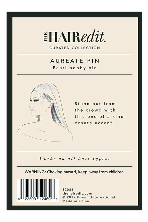 The Hair Edit pearl gold aureate hair pin accessory packaging back